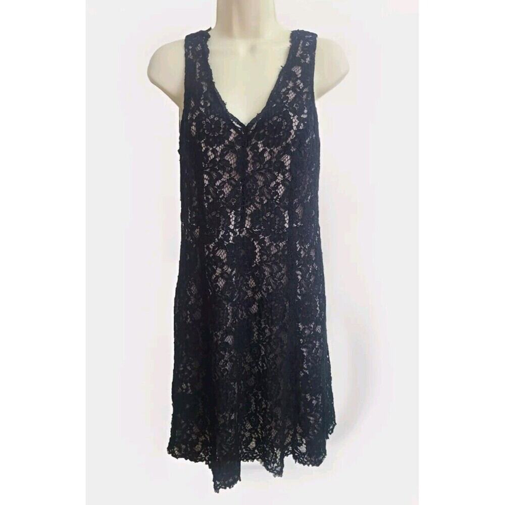 Women's Black Lace Dress Small Lined Goth By Loft Beautiful
